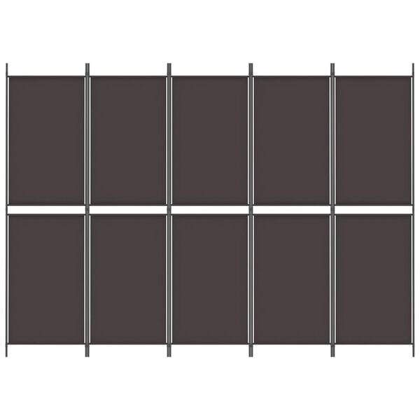 vidaXL 5-Panel Room Divider Brown 98.4"x70.9" Fabric