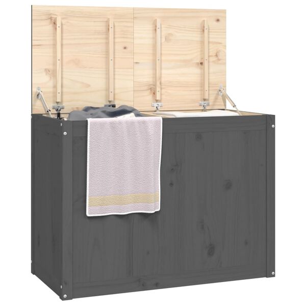 vidaXL Laundry Box Grey 34.8x17.3x26.0" Solid Wood Pine