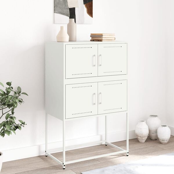 vidaXL Sideboard White Steel 27.0 x 15.2 x 42.1 in Sideboard