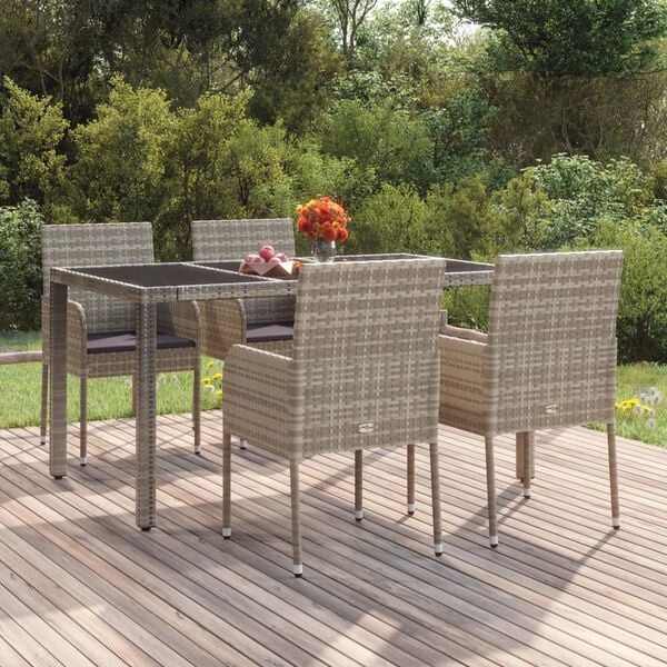 vidaXL Garden Chair Set of 4 Grey, Dark Grey