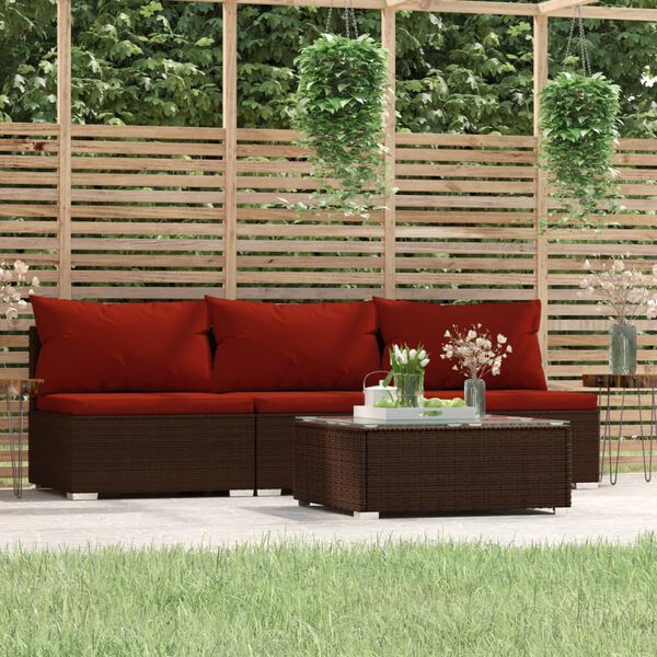 vidaXL Garden Lounge Set Brown PE rattan Medium Modular
