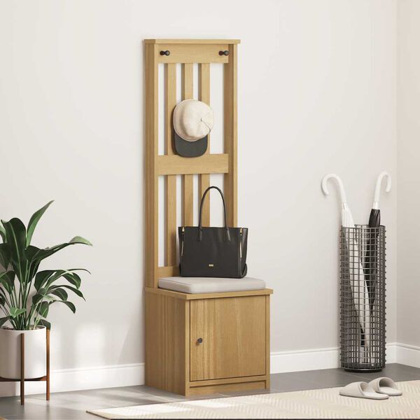 vidaXL Hall Tree Walnut Solid pinewood, engineered wood Hall Tree