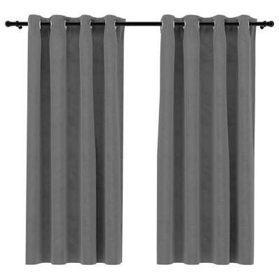 vidaXL Blackout Curtains with Rings 2 pcs Gray 54"x95" Velvet