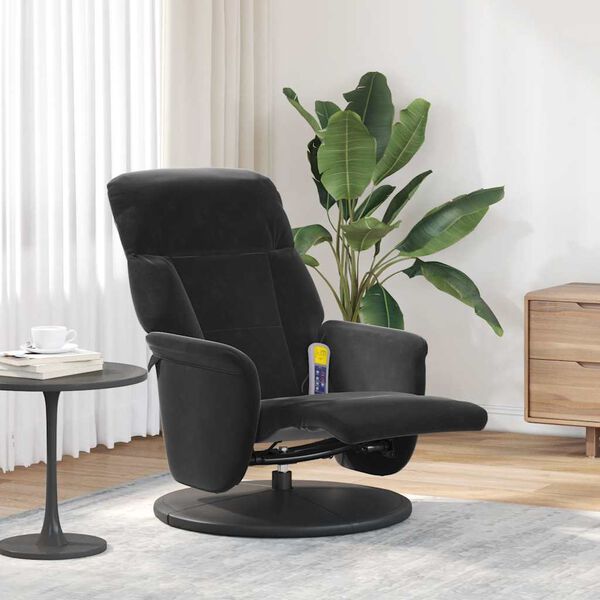 vidaXL Massage Recliner Chair with Footrest Black Velvet