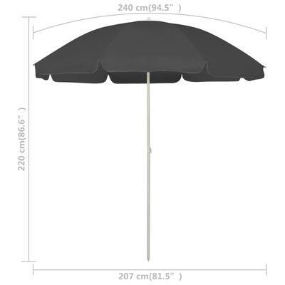 vidaXL Beach Umbrella Anthracite 94.5"