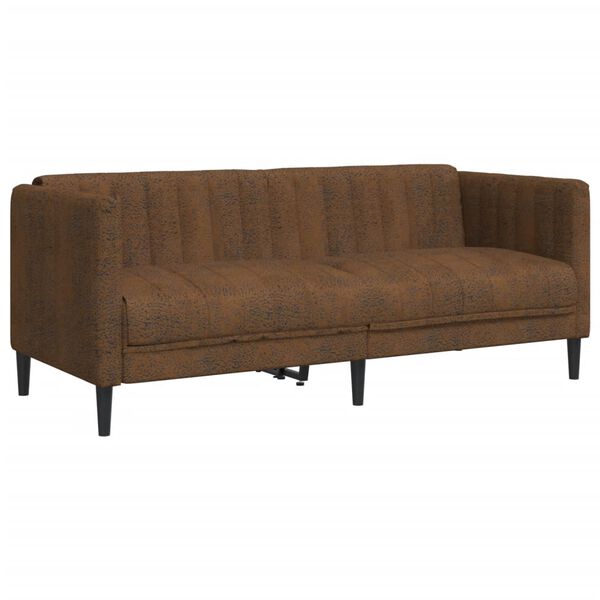 vidaXL Sofa Brown Faux suede leather (100% polyester), plywood, solid wood