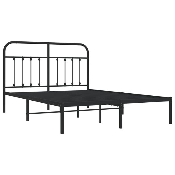 vidaXL Bed Frame Black Steel 55.1x78.7 in Metal Bed Frame Rectangular