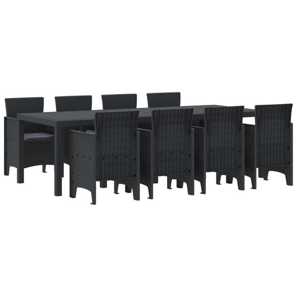 vidaXL Garden Dining Set 9 pcs Anthracite Polt rattan