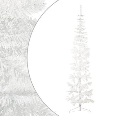 vidaXL Slim Artificial Half Christmas Tree with Stand White 7 ft