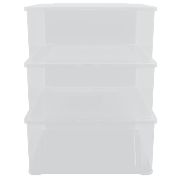 vidaXL Plastic Storage Box Set of 3 Transparent Polypropylene 6.6 Gal