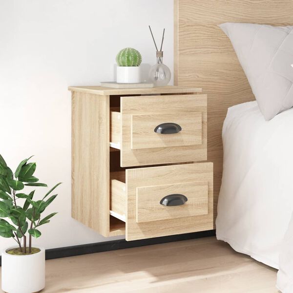vidaXL Wall-mounted Bedside Cabinet Set of 2 Sonoma Oak Engineered wood