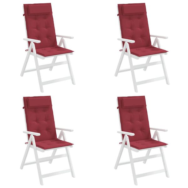 vidaXL Highback Chair Cushion Set of 4 Wine Red