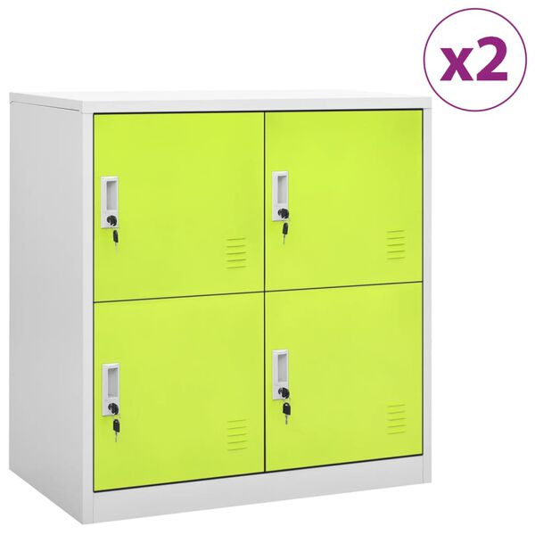 vidaXL Locker Cabinet Set of 2 Light grey and green Steel Medium