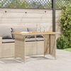 vidaXL Garden Table Beige PE rattan, powder-coated steel, solid acacia wood