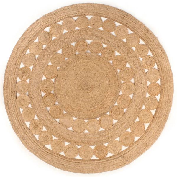 vidaXL Area Rug Natural jute tone Braided jute Large round rug Area Rug