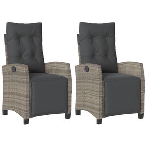 vidaXL Reclining Garden Chair Set of 2 Grey