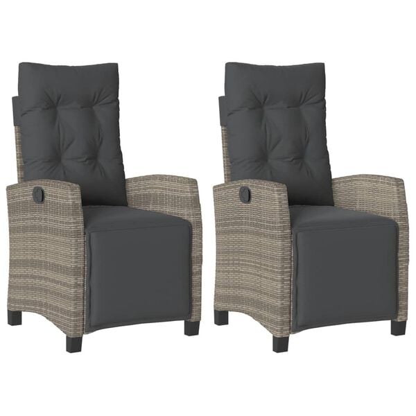 vidaXL Reclining Garden Chair Set of 2 Grey