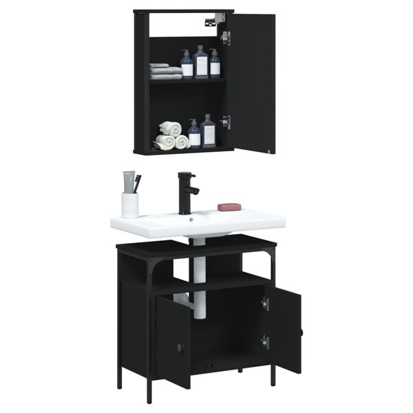 vidaXL Bathroom Furniture Set Black
