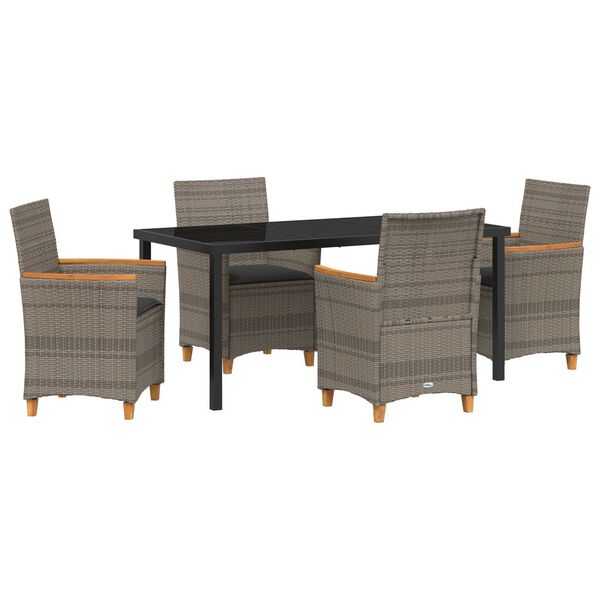 vidaXL Garden Dining Set 5 pcs Gray poly rattan