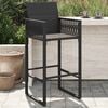 vidaXL Garden Bar Stool Black PE Rattan, Powder-Coated Steel Standard