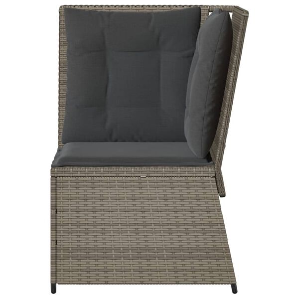 vidaXL Garden Sofa Grey PE Rattan Standard Modular Garden Sofa