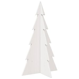 vidaXL Wooden Christmas Tree White Solid Pine Wood Medium