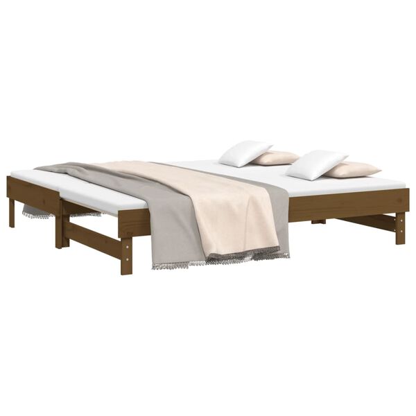 vidaXL Day Bed Honey brown Solid pinewood Full Pull-Out Day Bed