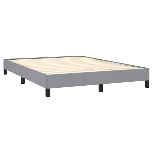 vidaXL Bed Frame Light Gray Polyester, Plywood, Engineered Wood Full