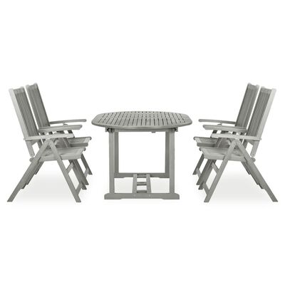 vidaXL 5 Piece Patio Dining Set Solid Acacia Wood Gray