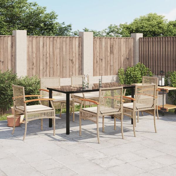 vidaXL Garden Dining Set Beige PE Rattan Standard UV-resistant materials