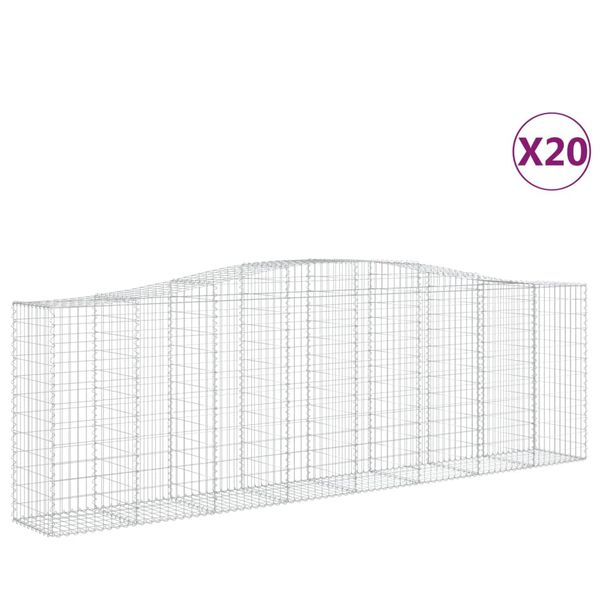 vidaXL Gabion Basket Set of 20 Silver Galvanized Iron Extra Large
