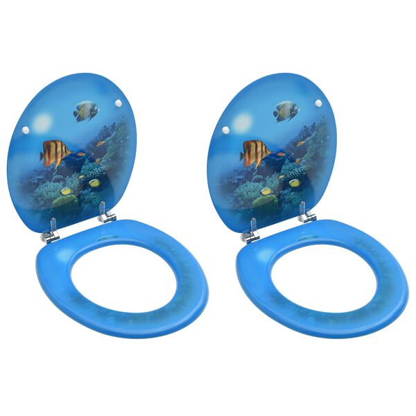 vidaXL WC Toilet Seats with Lid 2 pcs MDF Deep Sea Design (2x146909)
