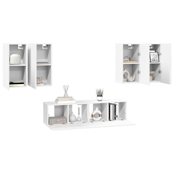 vidaXL 6 Piece TV Stand Set White Engineered Wood