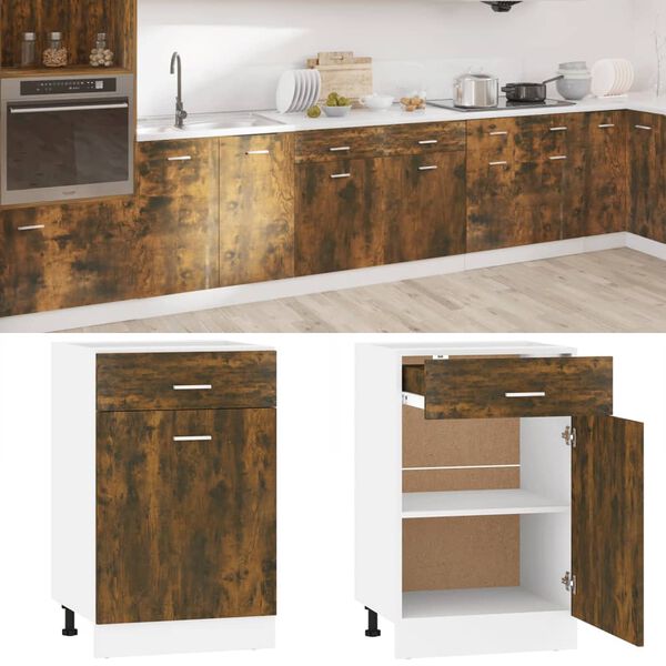 vidaXL Drawer Bottom Cabinet Smoked Oak Engineered Wood Medium