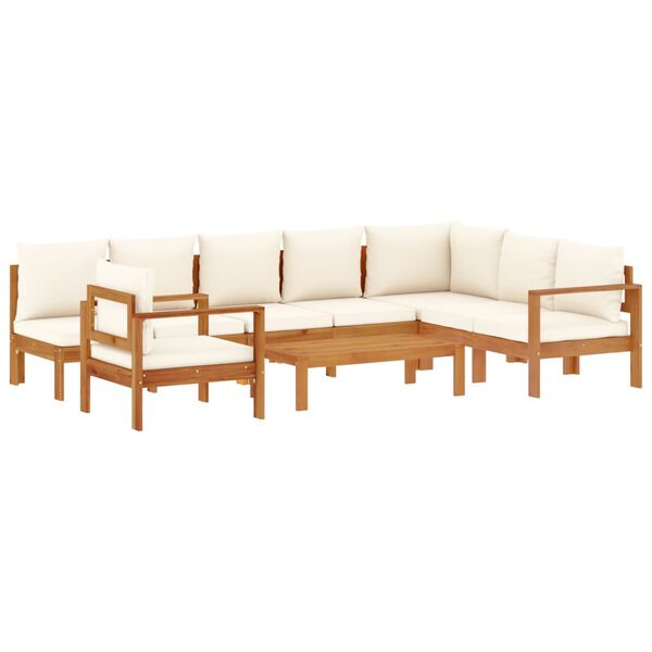 vidaXL Garden Sofa Set Cream white Solid acacia wood, 100% polyester fabric