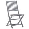 vidaXL Outdoor Chair Set of 8 Grey Solid Acacia Wood Medium Foldable