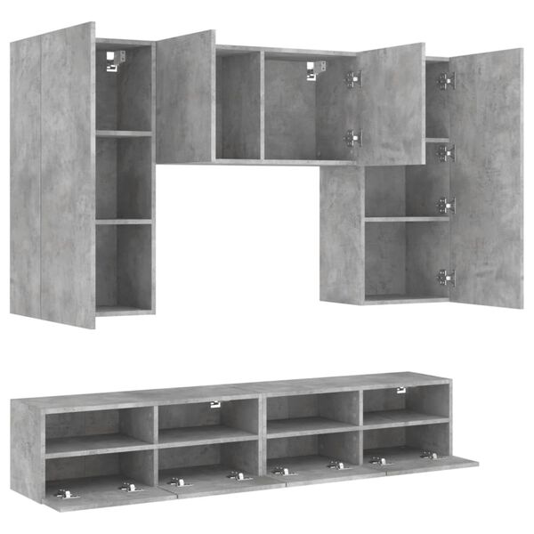 vidaXL TV Wall Unit Concrete Grey Engineered Wood Medium TV Wall Unit