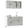 vidaXL Kitchen Cabinet Set Concrete grey Engineered wood and glass