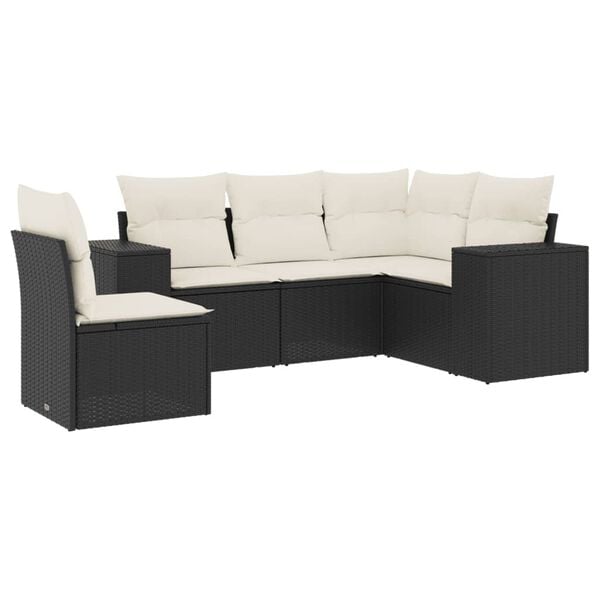 vidaXL Garden Sofa Set Black, Cream White