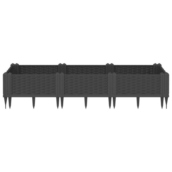 vidaXL Garden Planter Black Polypropylene Medium Modular