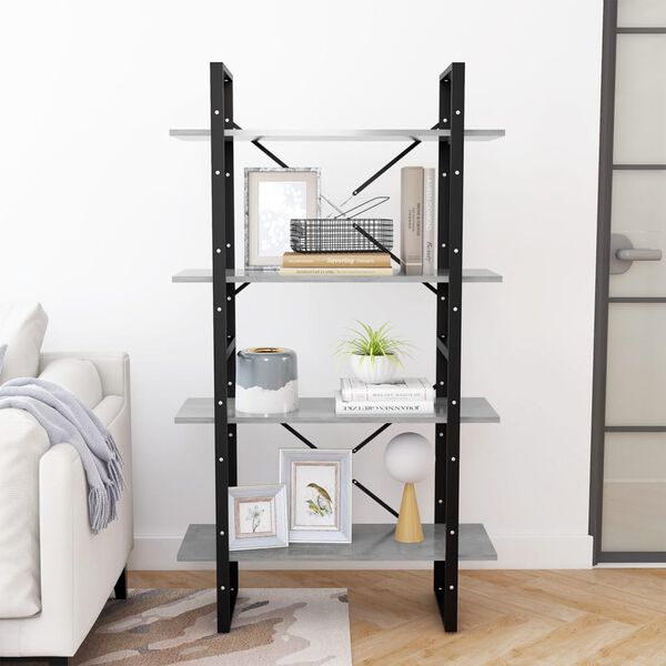 vidaXL Book Cabinet Concrete Gray Engineered wood, metal 31.5x11.8x55.1 in