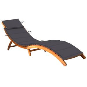 vidaXL Sunlounger Anthracite Solid acacia wood; 100% polyester cushion
