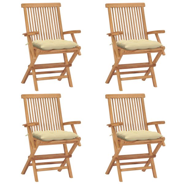 vidaXL Garden Chair Set of 4 Teak Solid Teak Wood Standard Foldable