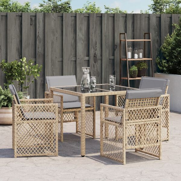 vidaXL Garden Chair Mix Beige, Light Grey PE Rattan, Powder-Coated Steel