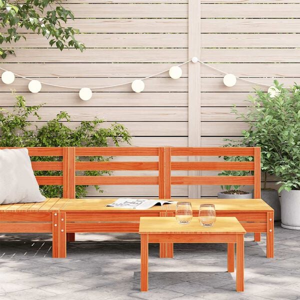 vidaXL Garden Sofa Set of 2 Wax Brown Solid Pine Wood Large Modular
