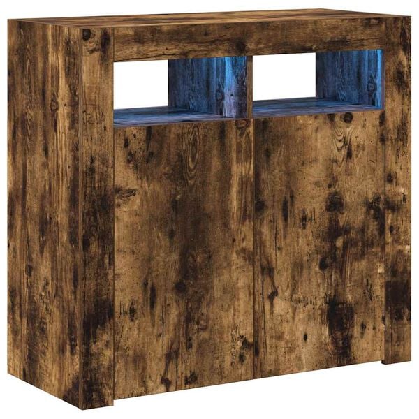 vidaXL Sideboard with LED Lights Smoked Oak 31.5"x13.8"x29.5"
