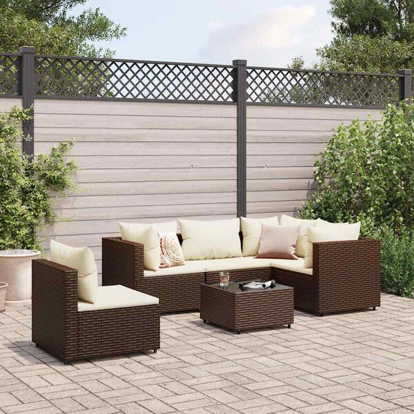 vidaXL Patio Lounge Set Brown, Cream White