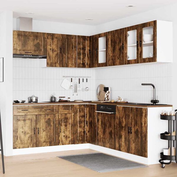 vidaXL Kitchen Cabinet Set Smoked Oak Engineered wood Large