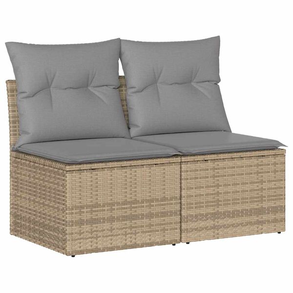 vidaXL Garden Sofa Set Beige Poly Rattan Medium Garden Sofa Set