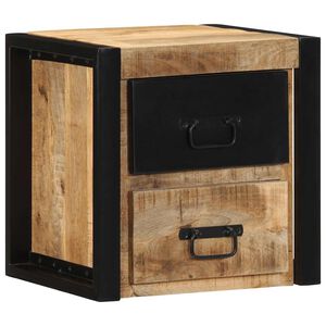 vidaXL Bedside Cabinet Natural and Black Solid rough mango wood